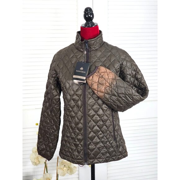 NWD Rainforest Women’s Brown Polyester Thermoluxe Puffer Jacket Size Small 1753 - Picture 2 of 14